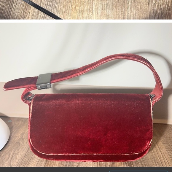 Prada Handbags - Prada pochette vintage velvet red / raspberry